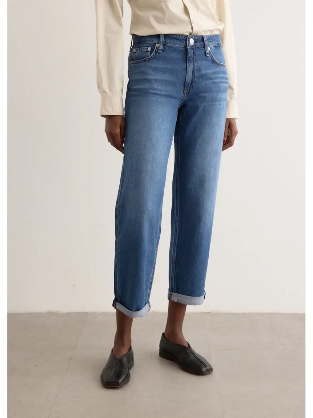 Rag & Bone Dre Low-Rise Slim Boyfriend Jeans Dark Wash Women's Sz 26 Stowe Blue